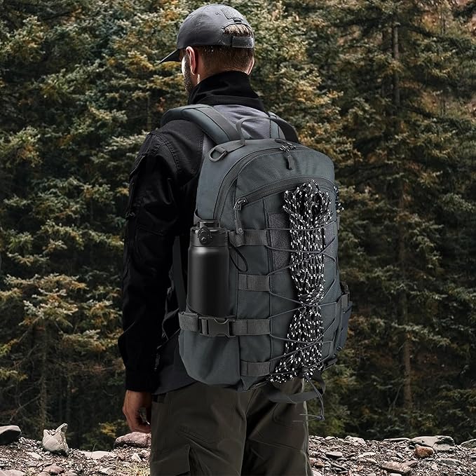 25L Hiking Backpack Small Tactical Backpack Daypack Camping Trekking Hunting Molle Pack for Men Women, Grey