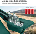 LET'S CAMP Camping Chair 2 Pack Folding Chair with 3-Can Cooler Bag Portable Lawn Chair with Cup Holder,Storage Pocket, Supports 225LBS, Collapsible Chair for Camp, Beach, Picnic (Green)