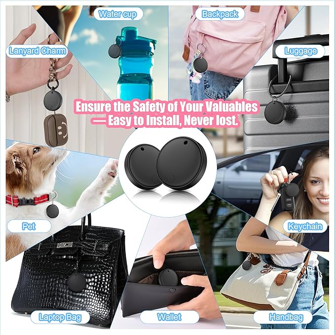 2026 Air Tracker Smart Tags Android & iOS-4 Packs,Dual System Bluetooth Luggag Tracker Keys Finder/Item Locator Work with Apple Find My (iOS)&Google's Find Hub(Android) for Key,Backpack,Luggage Black
