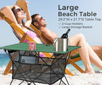 Lightweight Portable Fabric Camping Picnic Table - Collapsible Beach Table with 2 Cup Holders, Folding Canvas Outdoor Lawn Table - Easy Carry & Large Capacity Storage, 29.2"W x 21.7"D (Green)