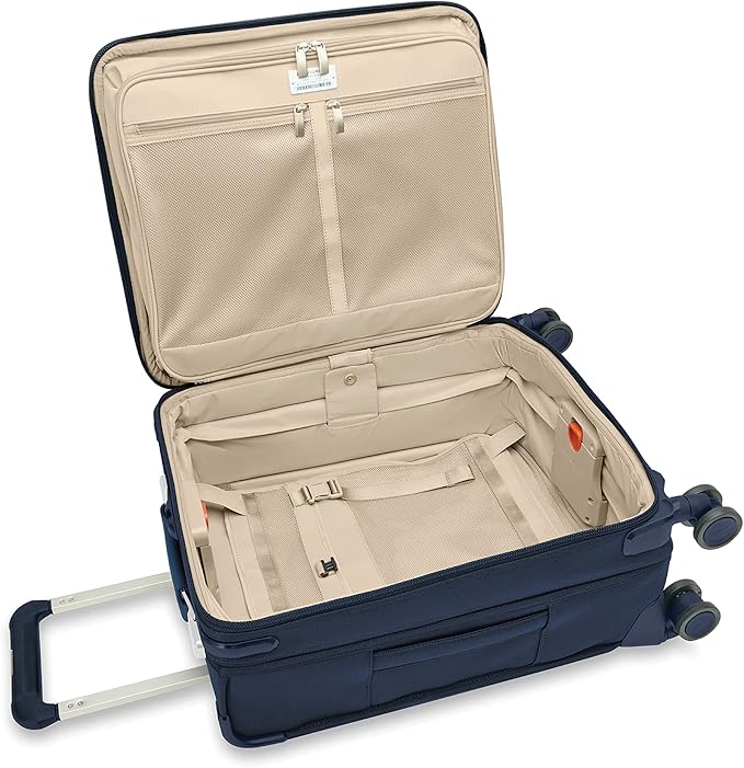 Briggs & Riley Global 21" Carry On Expandable Spinner - Luggage for International Travel, Suitcases with Wheels, Softside Rolling Bag for Men & Women, Self-Repairing Zipper - Baseline Collection, Navy