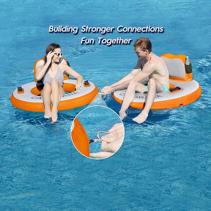 Round Floating Ring Inflatable Water Hammock Heavy Duty River Floats Lake Raft for Adults Tanning Pool Lounger Float Island Platform Pad Mat for Party