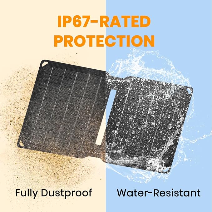 10W Solar Panels Portable (5V 2A Max),Foldable Solar Charger with USB-A Port for Cell Phone,Ipad,Power Bank, Ip67 Waterproof Monocrystalline Silicon Solar Panels for Camping Outdoor Backpacking