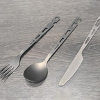 Titanium Fork Spoon Knife Set - Camping Tongs | Ultralight Backpacking Utensils, Travel Cutlery Set, Heat-Resistant & Rustproof, Hiking Survival Gear (Knife+ Fork+ Spoon)