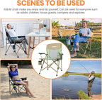 Camping Chair for Adults 350 LBS Support Camp Chair with Breathable Mesh Back Fabric with Arm Rest Cup Holder and Portable Carrying Bag
