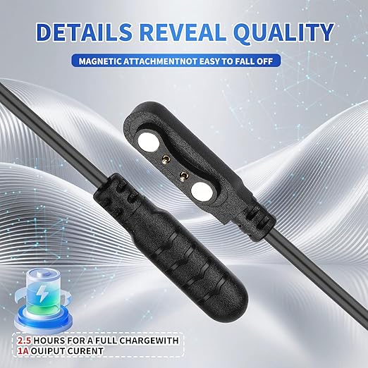 Smart Watch Charger Cable 2 Pin Cord,Replacement Charger for Smart Watch, Charger Contact pin spacing Compatible 4mm