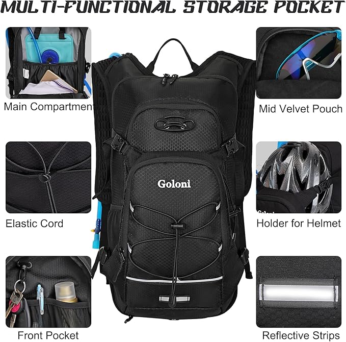 Hydration Backpack,Lightweight Hiking Backpack with 2L Water Bladder,Water Backpack for Biking, Running, Festival