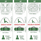 Vela Camping Tent for 2 Person, 4 Person, 6 Person - Waterproof Two Person Tents for Camping, Small Easy Up Tent for Family, Outdoor, Kids, Scouts in All Weather and All Season by Clostnature