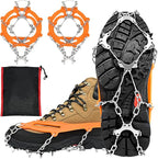 ZeeDix Crampons for Shoes, 10-Spike Stainless Steel Ice Cleats for Shoes and Boots, Slip-Resistant Shoe Spikes Traction Grips for Walking Hiking Jogging Fishing and Daily Outdoor Adventures