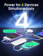 TG90° Portable Charger Power Bank with Built-in AC Wall Plug and Cables, 10000mAh USB C External Battery Charger Compatible with iPhone and Android Phones