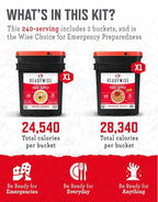 ReadyWise Emergency Food Supply - 240 Servings, 2 Buckets, Freeze Dried & Dehydrated Bulk Meals, Survival & Emergency Kit for Camping, Prepper Food Storage Supplies, up to 25 Year Shelf Life