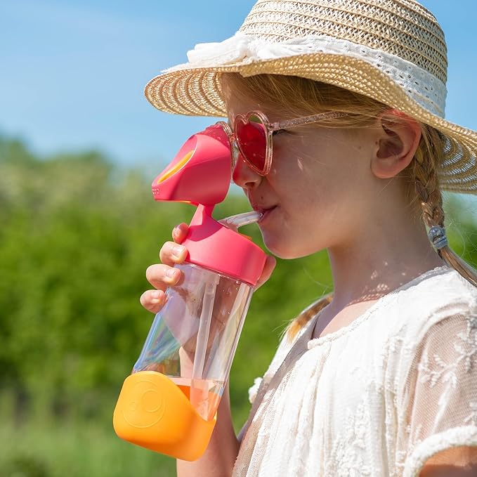 b.box Kids Water Bottle – Tritan Toddler Drink Bottle with Straw for School, Daycare, Travel w/Easy-Grip Triangular Design, Leak Proof Lid & Handle, BPA Free, Dishwasher Safe (Lemon Sherbet)