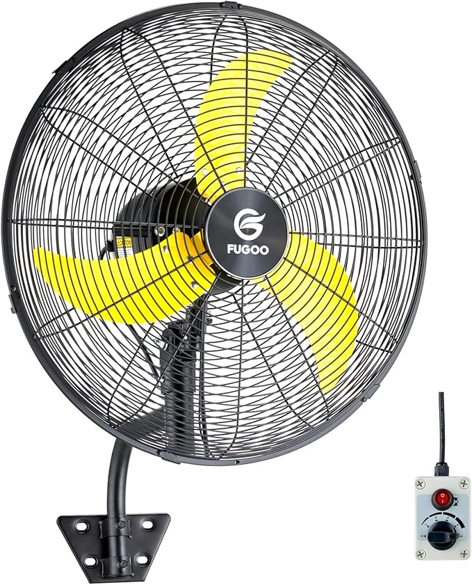 FUGOO 24'' Outdoor Oscillating Wall Fan With All Sealed Brushless DC Motor, 4-Speed Waterproof Outdoor Fan, Heavy Duty Industrial Wall Mount Fans for House,Patios, Commercial, Garage, Warehouse