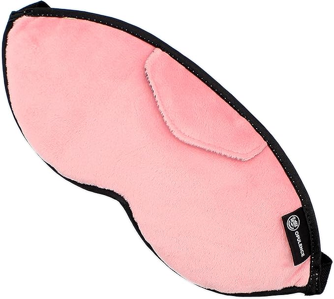 Dream Essentials Opulence Micro Plush Sleep Mask with Soft Foam Earplugs (Peacefully Pink)