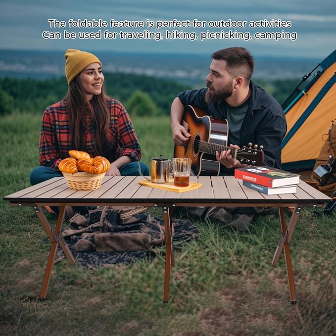 Camping Table High Load Bearing Metal Folding Portable Picnic Table for Outdoor BBQ Beach