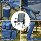 TIMBER RIDGE Oversized Folding Camping Chair High Back Heavy Duty for Adults Support up to 500lbs with Cup Holder, Side Pocket Cooler Bag 2 Pack