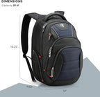 Swissdigital Design Men's Laptop Backpack for Man，Large Capacity Business Travel Backpack Black/Blue | J14-12