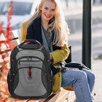 KROSER Friendly Travel Laptop Backpack 17.3 inch XXXL Gaming Backpack Water-Repellent College Daypack Business Backpack with RFID Pockets & USB Port for Men/Women-Black/Grey
