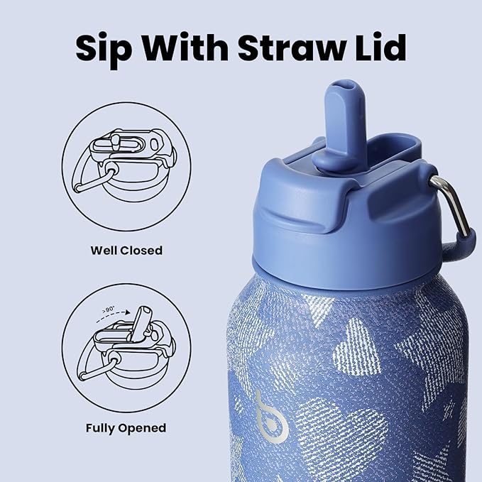 BOTTLE BOTTLE 32oz Insulated Water Bottle Stainless Steel Sport Water Bottle with Straw Dual-use Lid Design for Gym with Pill Box