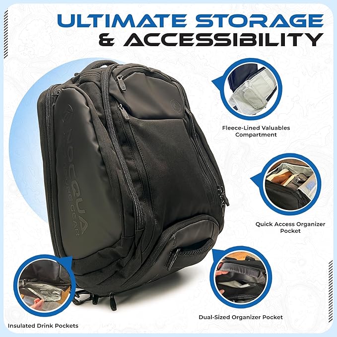 6-in-1 Traveler Backpack – Convertible Carry-On Travel Bag, Expandable 40–55L Storage, Ergonomic Design with Drink Holders & Padded Laptop Pocket, Weather-Resistant Ballistic Nylon, Black