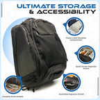 6-in-1 Traveler Backpack – Convertible Carry-On Travel Bag, Expandable 40–55L Storage, Ergonomic Design with Drink Holders & Padded Laptop Pocket, Weather-Resistant Ballistic Nylon, Black