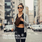 Verage Pulse 2-in-1 Roll Top Laptop Backpack 16″ with Detachable Everyday Sling Bag, Personal Item Size, Expandable Water-Resistant Travel Backpack for Airplane, Work & Daily Commute – Brown