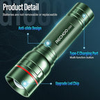 Rechargeable Flashlights High Lumens, G1000 Super Bright Flash Light 2 Pack, Small Zoomable LED Flashlight with 3 Lighting Modes, Portable Flashlight for Camping Essentials (Battery Included)-Green