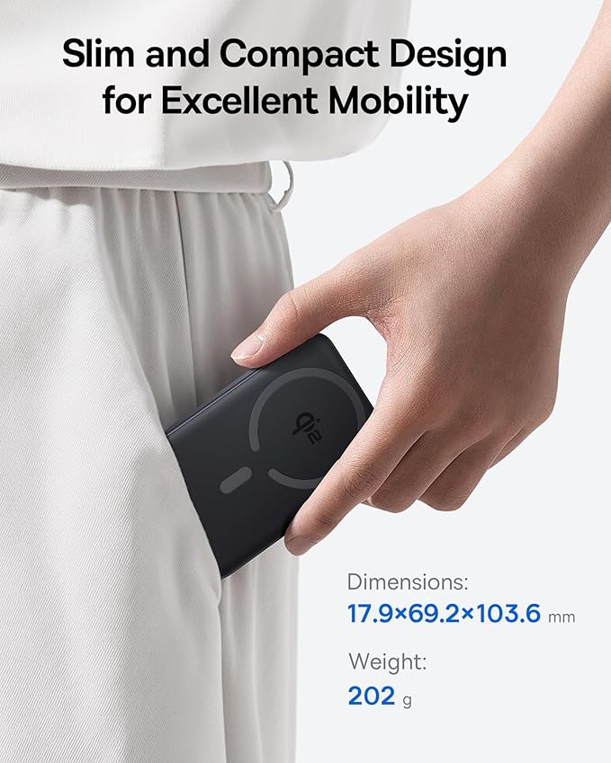 Baseus for MagSafe Portable Charger, Qi2 Certified 15W Wireless Magnetic Power Bank 10000mAh with USB-C Cable 22.5W PD Charging, Battery Pack Compatible with iPhone 17/16/15/14/13 Pro/Pro Max Series