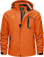 TACVASEN Men's Rain Jacket Lightweight Windbreaker with Hooded Water Resistant Outdoor Raincoat for Hiking Travel Camping