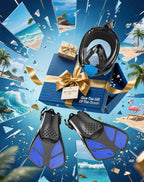 Mask Fins Snorkeling Gear for Adults, Full Face Snorkel Mask & Adjustable Swim Fins Snorkel Set, Panoramic View Snorkel Mask Dry Top Anti-Fog Anti-Leak