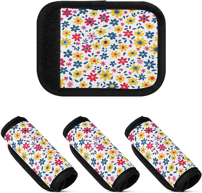 Qilmy Fresh Style Floral Fragments Luggage Handle Wrap 2Pack Luggage Identifiers Tag Comfort Handle Grips Cover for Stroller Suitcase Bag Airplane Travel Accessories1526