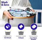 WASH & SAVE Laundry Detergent Sheets - 60 Loads / 30 Sheets | Plant-Based, Eco-Friendly, Hypoallergenic Liquidless Detergent | Perfect for Travel & Dorm - Spring Fresh