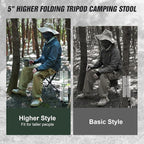 REDCAMP 2 Pack Extra Tall Folding Tripod Stools for Adults, Lightweight Portable Camping Stools for Blinds, Small Tripod Chairs for Fishing Backpacking Travel, Black