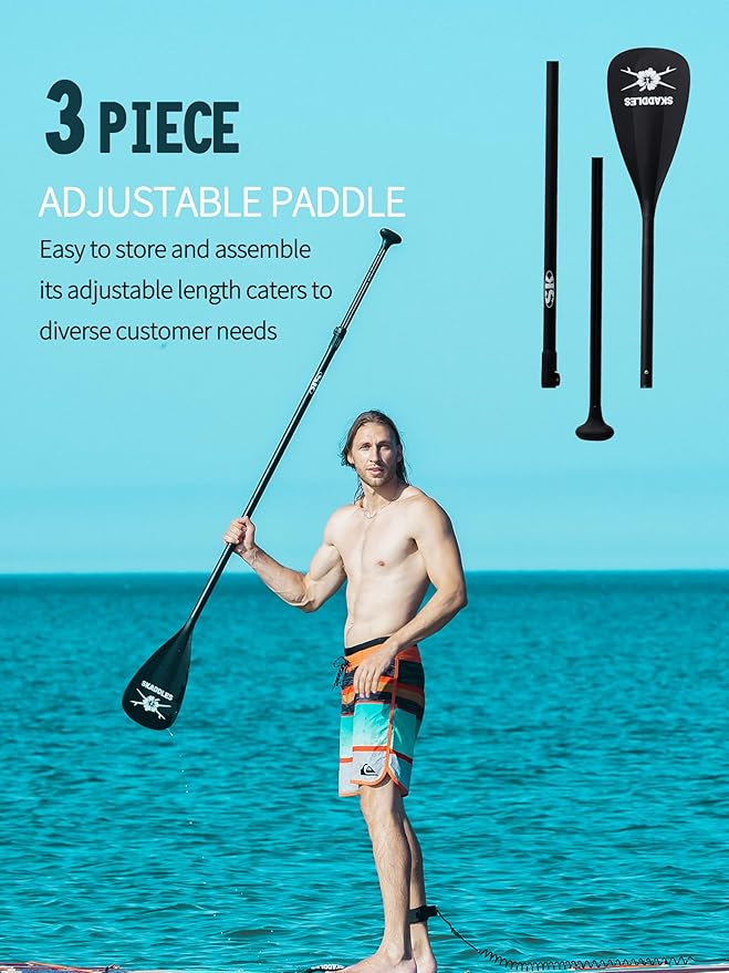 11' Inflatable Stand Up Paddle Board – Extra Wide SUP for Adults & Kids of All Skill Levels, Stable Paddleboard with Pump, Fins, Backpack, Accessories & Waterproof Phone Pouch
