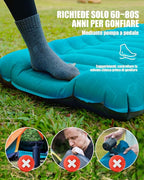 AKSOUL Sleeping Pad Ultra-Thick - Inflatable Sleep Mat, Lightweight & Compact 4.72 in Air Mattress with Pillow, Self-Inflating with Built-in Foot Pump for Traveling, Hiking, Camping (Blue)