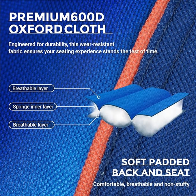 Overmont Oversized Folding Camping Chair - 450lbs Support with Padded Cushion Cooler Pockets - Heavy Duty Collapsible Chairs for Sports Garden Beach Fishing