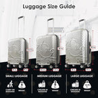 FUL Disney Mickey Mouse 3 Piece Rolling Luggage Set, Hardshell Suitcases with Spinner Wheels, 22/26/30 Inch, Silver