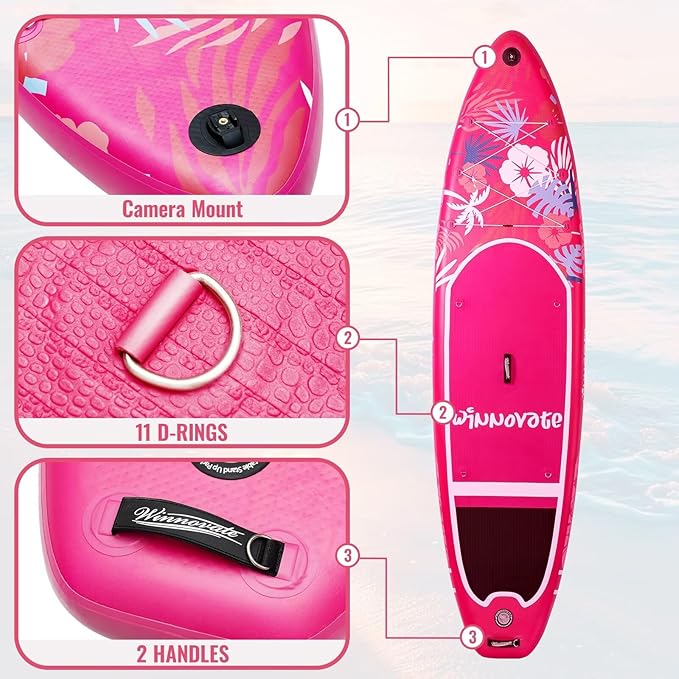 Inflatable Paddle Boards for Adults and Youth, 11'x33 Wood Grain Stand Up Paddle Board with SUP Accessories, Portable Inflatable Paddleboard for All Skill Levels,Blow Up Paddle Board as Present