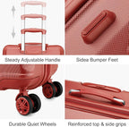 Kono 20'' Carry on Luggage Lightweight with Spinner Wheel TSA Lock Hardside Luggage Durable Small Carry on Suitcase Coral Pink