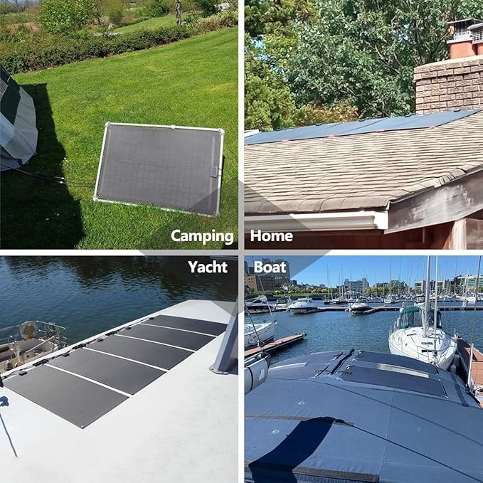 LensunSolar Flexible Solar Panel 200W 12V ETFE 9BB,44in x 35.6in Semi-Flexible Bendable Mono Solar Panel 200 Watt for RV Van Roof TopCamping Home Boat Marin