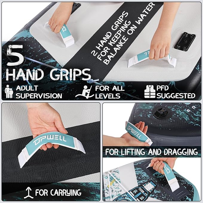 UPWELL 10'6"/11'/11'6" Inflatable Paddle Board, Stand Up Paddlboard for Youth & Adults, Stable Design, Premium SUP Accessories, Backpack, Leash, Hand Pump, Fins