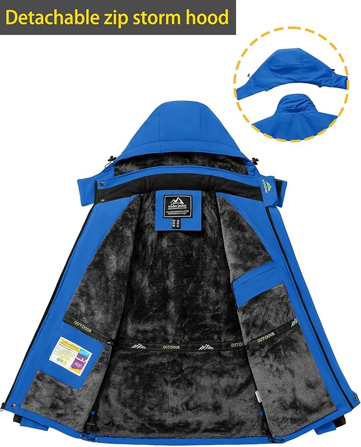 TACVASEN Men's Winter Ski Jacket Waterproof Snow Coats Snowboard Fleece Lining Jacket Warm Parka with Hooded