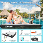 AWSUM Inflatable Floating Dock Air Dock Platform Floating Island Raft with None-Slip Surface for Pool Beach Ocean