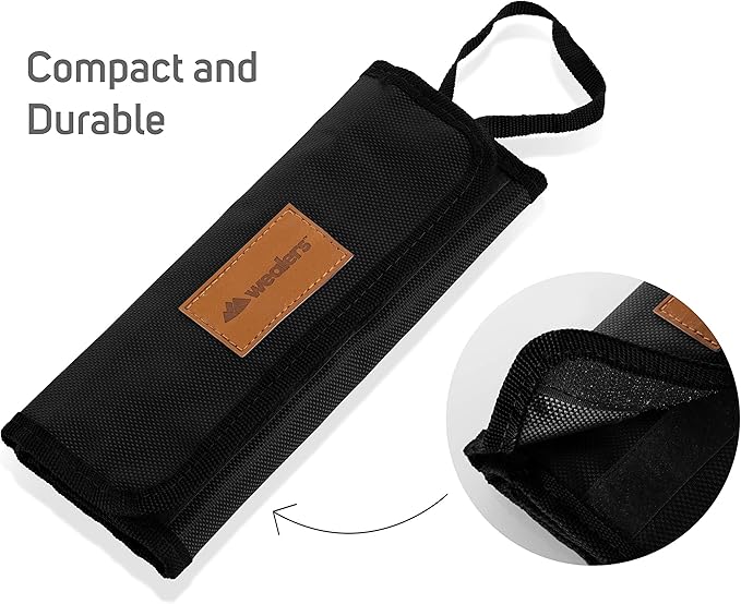 13 Piece Stainless Steel Family Cutlery Picnic Utensil Set with Travel Case for Camping | Hiking | BBQs - Includes Forks | Spoons | Knifes | Chopstick, Plus Nylon Commuter Case (Black)