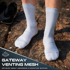 Compression Running Socks 3 Pairs, Cushion Crew Socks, Anti-Blister Moisture Wicking Athletic Hiking Basketball Socks