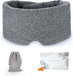 FRESHME Cotton Eye Mask for Sleeping in Gift Box - Soft and Adjustable Extensions Sleep Mask with Earplugs and Pouch for Women and Men, Blackout Cover for Night Travel Relaxation