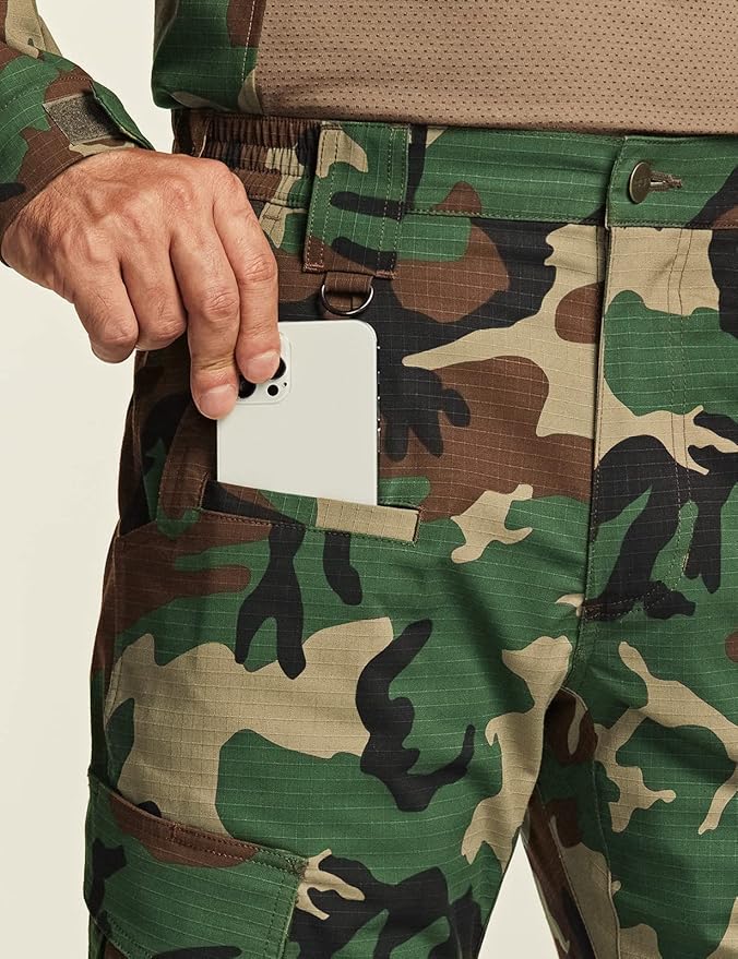 CQR Men's Flex Ripstop Tactical Pants, Water Resistant Stretch Cargo Pants, Lightweight EDC Hiking Work Pants