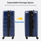 OLIXIS 29 Inch Luggage, Hardside Checked Suitcase with Spinner Wheels, Lightweight ABS Hard Shell Travel Luggage, TSA Approved Lock, Expandable Large Suitcase for Business & Travel–Blue