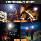 Headlamp Rechargeable, 3500 High Lumen Super Bright Head lamp for Adult with 3 Mode, Waterproof, Digital Display, Adjustable, Battery Powered for Outdoor Camping, Fishing, Hunting, Running