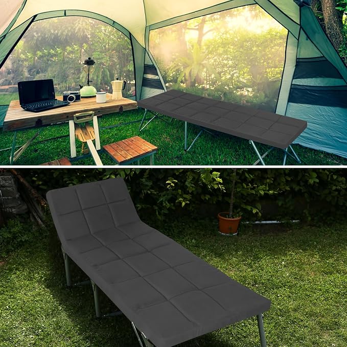 SPRINGSPIRIT Cot Mattress Topper (Improved Thickness), Foam Quilted Pads for Camping, Soft Comfortable Sleeping Cot Mattress Pad Only, Camping Pad 75"x30" for Camp Cot/Rv Bunk/Narrow Twin Beds, Navy